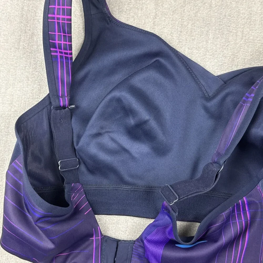 Brooks Drive Convertible Run Bra 36DD Matrix Navy Print Sweat-Wicking
